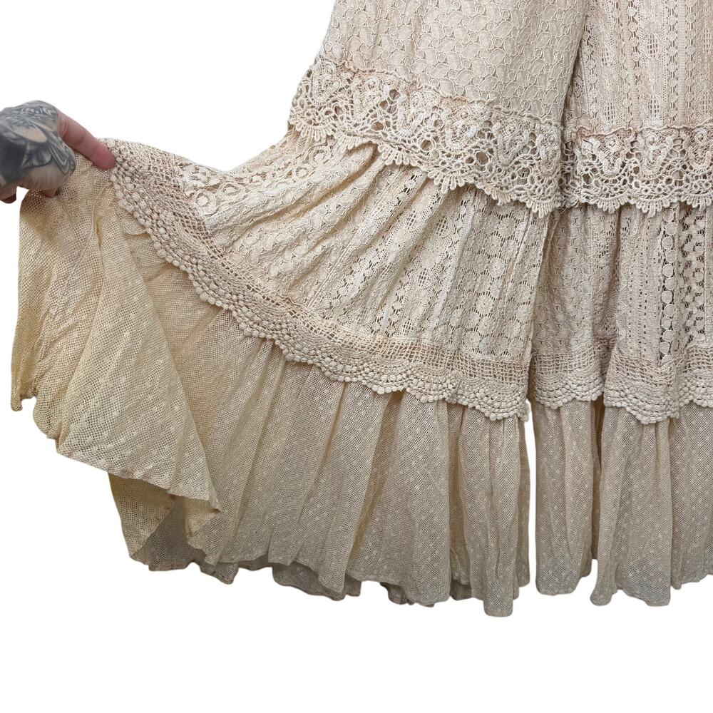 NEW Young Threads Desert Dream Cloud Latte Tiered Lace Net Trims Cotton Pants - Picture 11 of 16